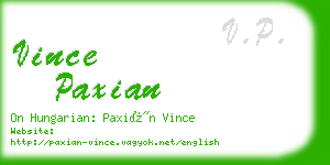 vince paxian business card